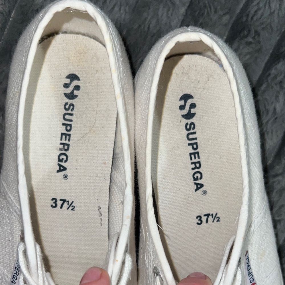 Superga Cream Platform Canvas Sneakers for Women - Picture 10 of 11